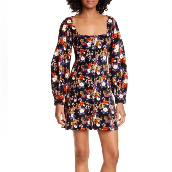 STAUD cotton velvet floral Chandler Dress Revolve XS - Picture 4 of 6